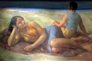 24 Figuras en la Playa by Cesar Fernandez Navarroi Painting At Alvear Art Hotel Buenos Aires